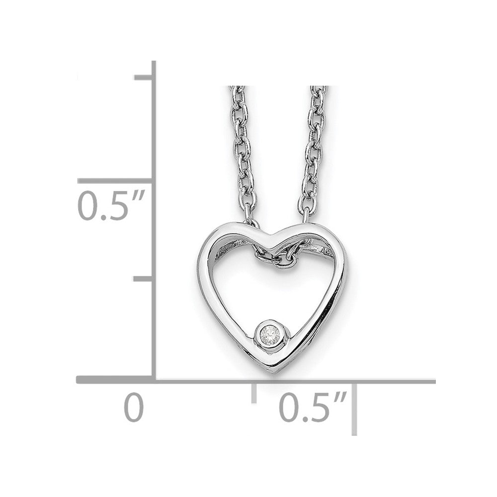 White Ice Sterling Silver Rhodium-plated 18 Inch Diamond Open Heart Necklace with 2 Inch Extender 18 Inches