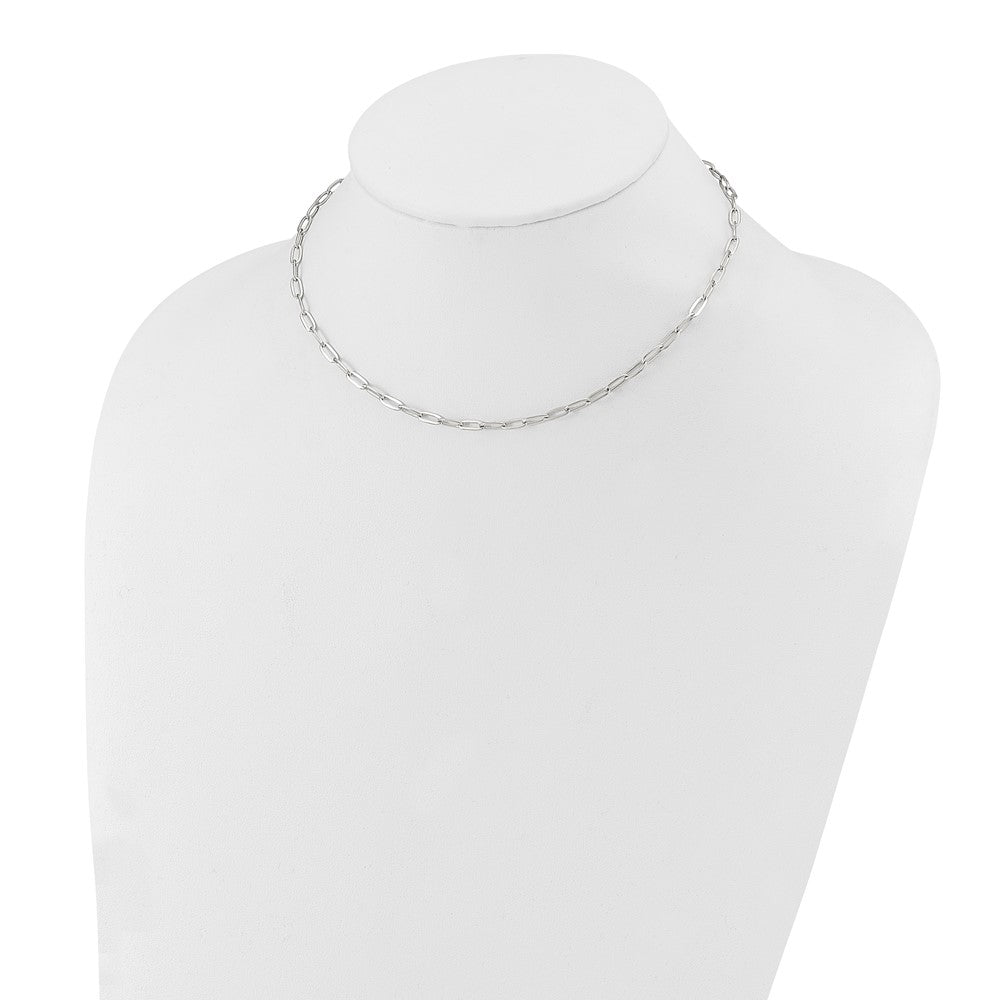 Stainless Steel Polished Open Link Paperclip 15in w/2in ext. Necklace