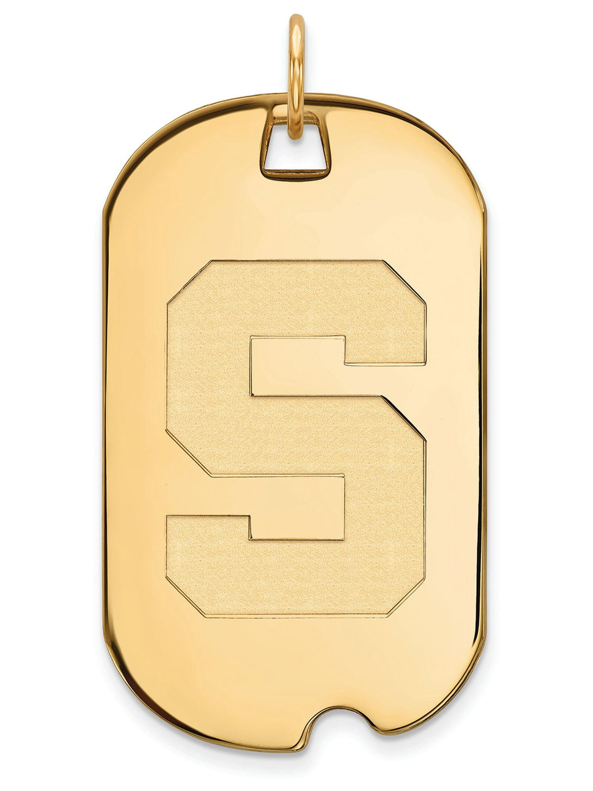 Sterling Silver Gold-plated LogoArt Michigan State University Letter S Large Dog Tag Pendant Q-GP028MIS