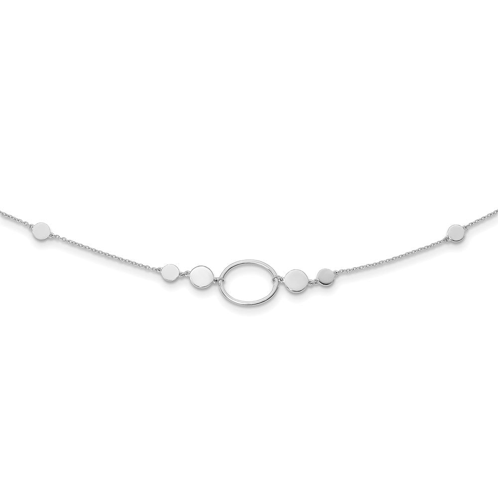 Sterling Silver Rhodium-plated Polished Ovals and Discs Necklace 36 Inches