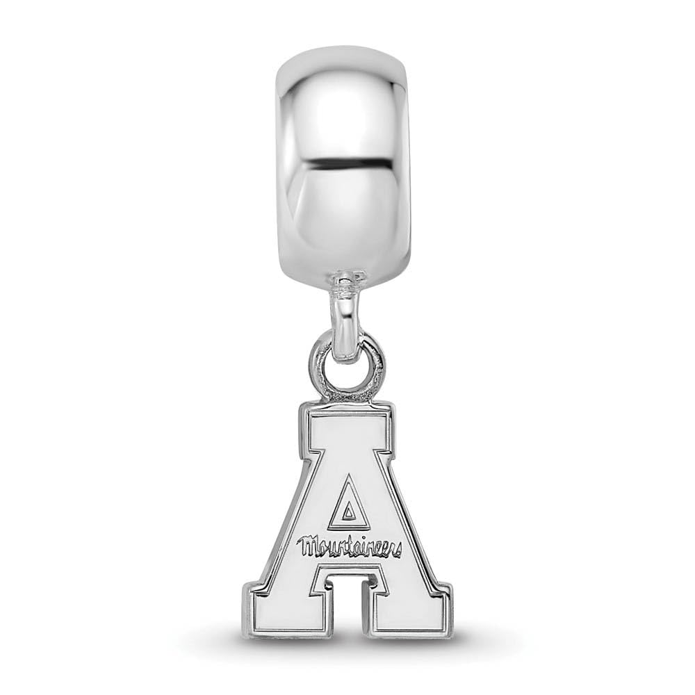 Sterling Silver Rhodium-plated LogoArt Appalachian State University Extra Small Dangle Bead Charm