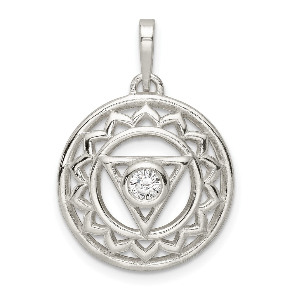 Sterling Silver CZ Throat Chakra Filigree Pendant