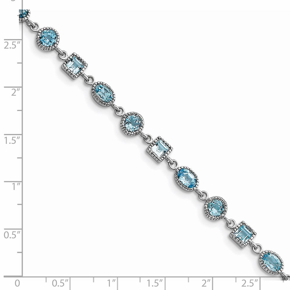Sterling Silver Rhodium-plated Blue Topaz Bracelet 7 inches