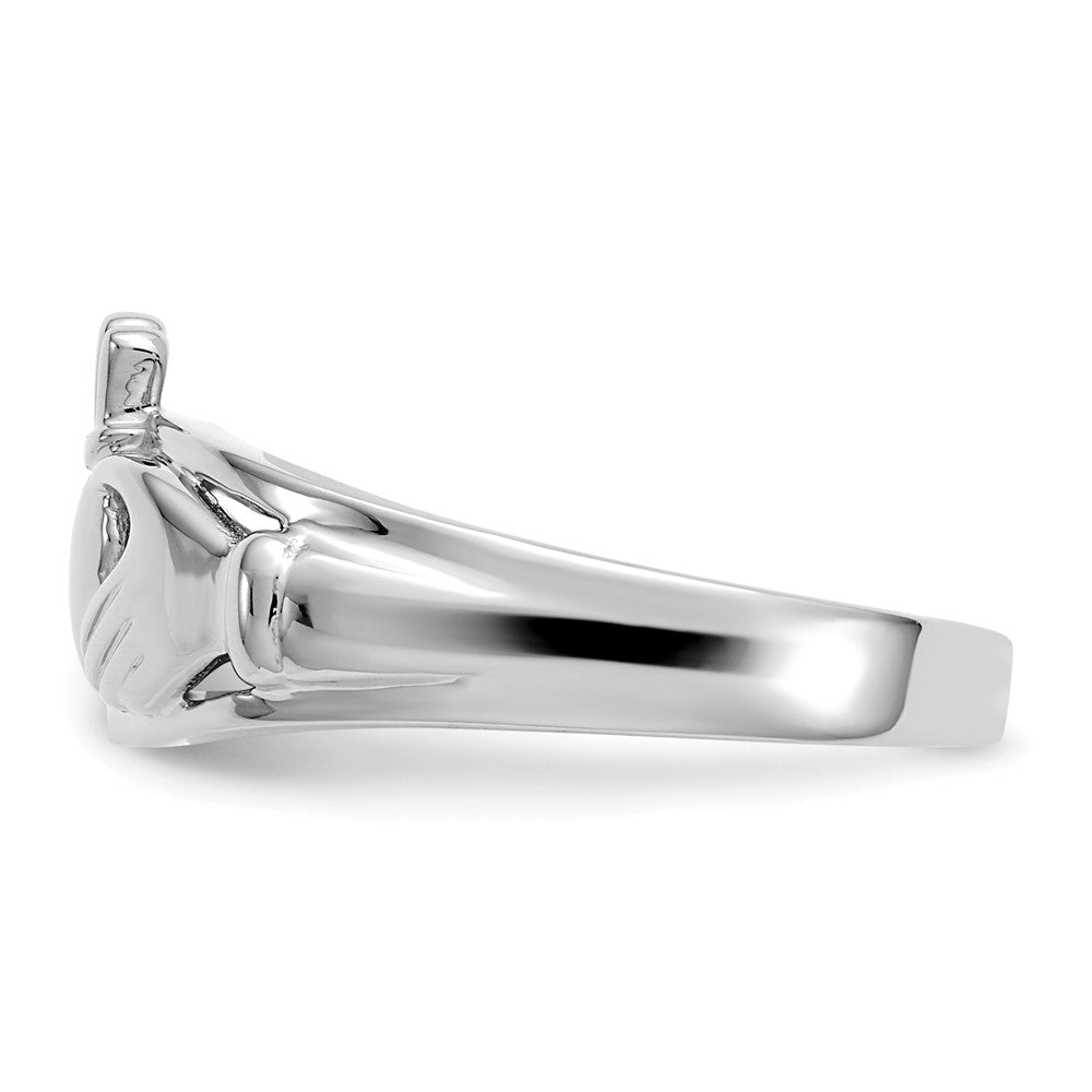 14k White Gold Ladies Claddagh Ring Size 7