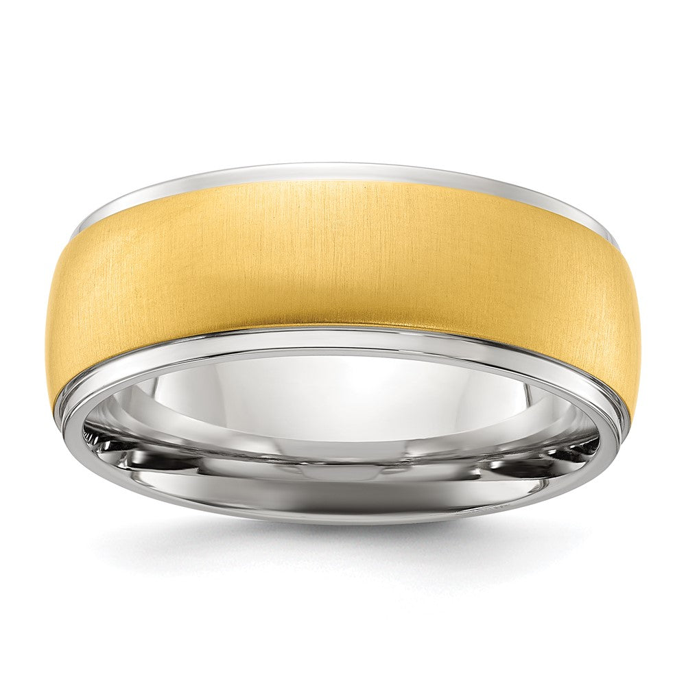 Chisel Stainless Steel Polished with Brushed Yellow IP-plated Center 8mm Band Size - 8