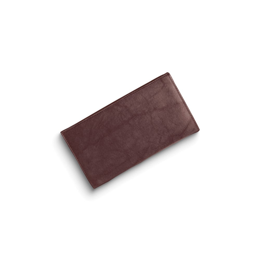 Brown Distressed Leather 6-Slot Jacket Checkbook Wallet