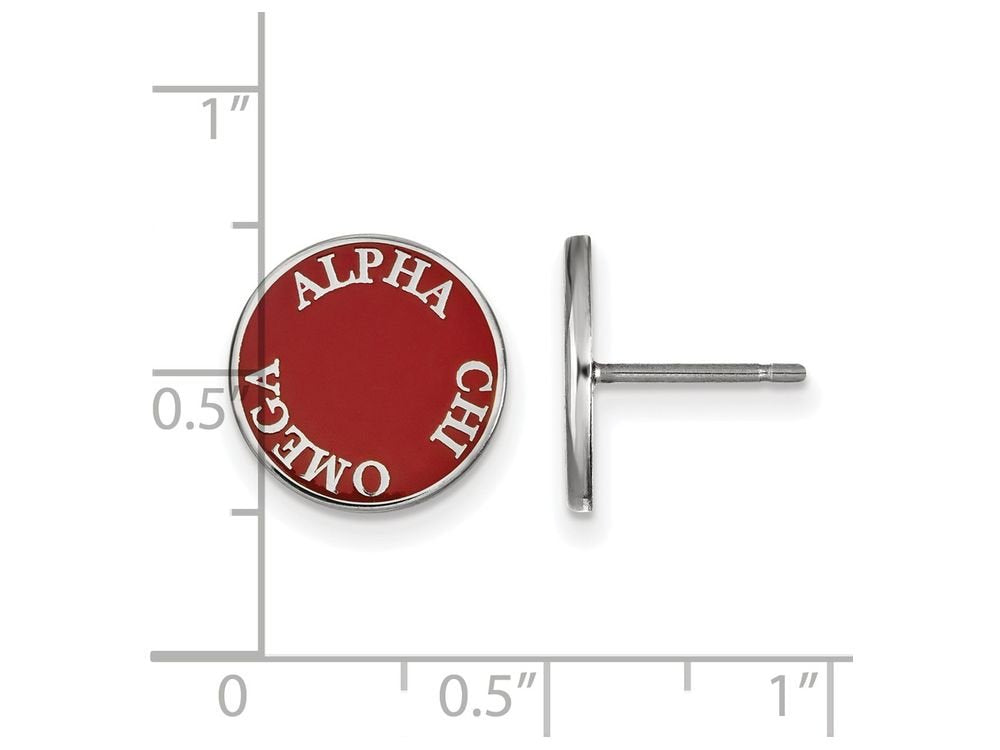 Sterling Silver Official Licensed Greek Sororities Alpha Chi Omega (???) Enameled Post Earrings