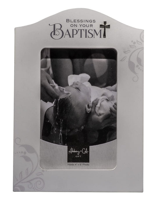 Cathedral Art Baptism Frame with Cross with Easel & Hanger, Boxed, Multi