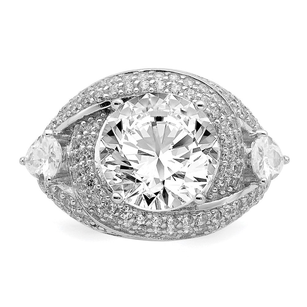 Sterling Silver Rhod-plated CZ Ring