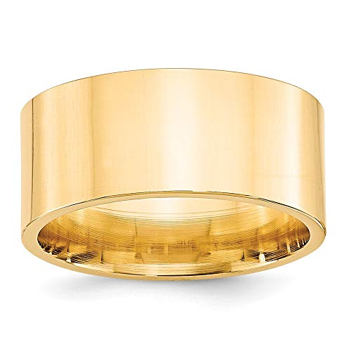 14k Yellow Gold 10mm Standard Weight Flat Comfort Fit Wedding Band Size 9.5