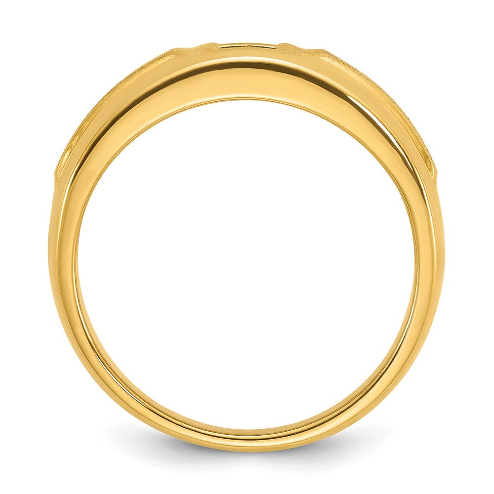 14k IBGoodman Men's Polished and Satin 1/6 carat Diamond Complete Ring