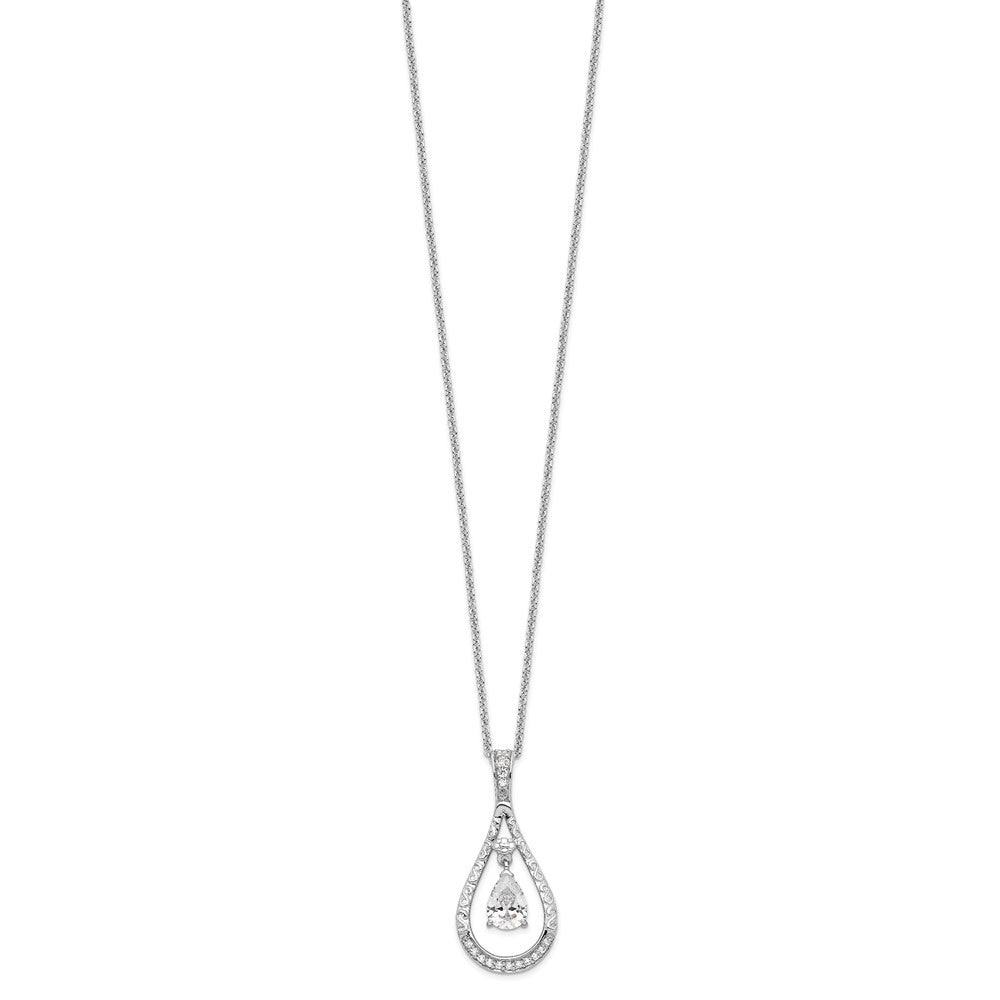 Sentimental Expressions Sterling Silver Rhodium-plated April CZ Stone Never Forget Tear 18in Birthstone Necklace 18 Inches