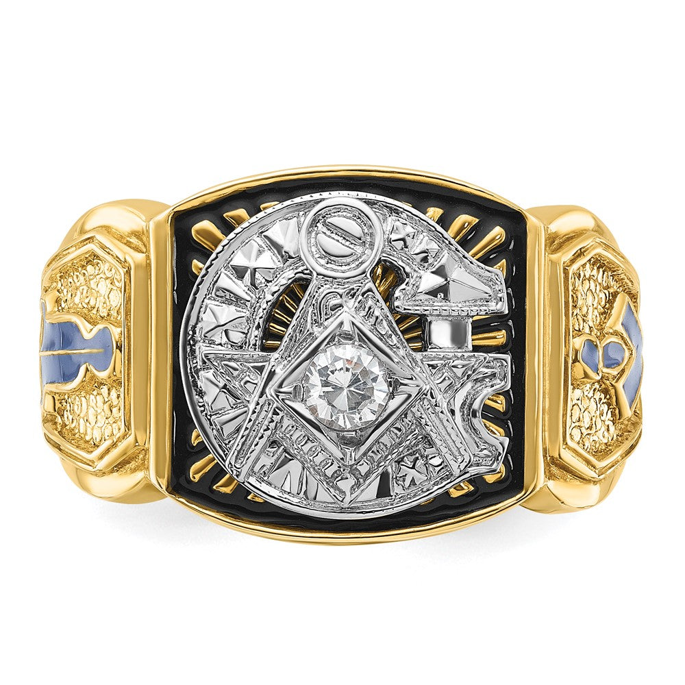 IBGoodman 14k Two-tone Men's Polished and Textured Blue Lodge Master Masonic Ring Mounting