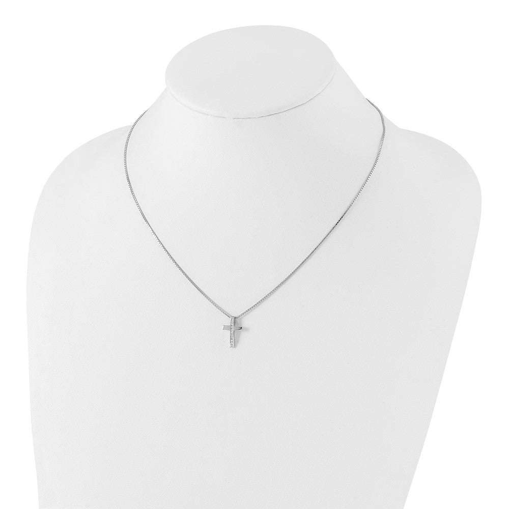 White Ice Sterling Silver Rhodium-plated 18 Inch Diamond Cross Slide Pendant Necklace with 2 Inch Extender 18 Inches