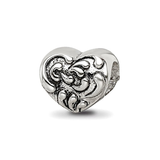 Sterling Silver Reflections Scroll Heart Bead