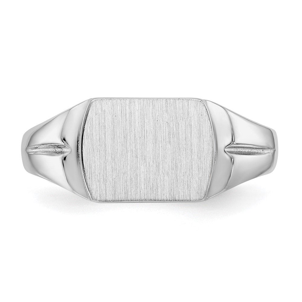 14k White Gold 8.0x10.5mm Closed Back Signet Ring Size 8