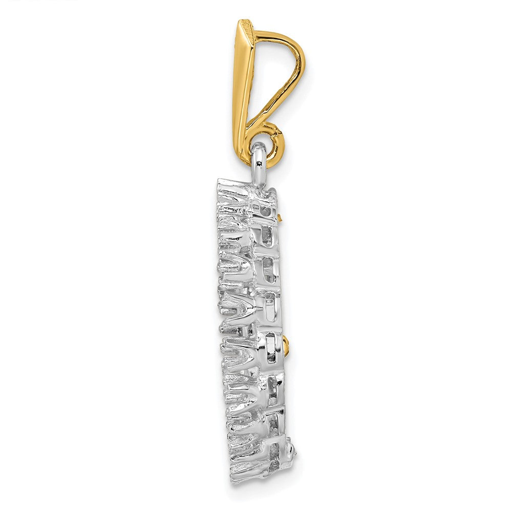 Wideband Distinguished Coin Jewelry 14k Two-tone Polished Diamond 16.5mm Prong Coin Bezel Pendant Mounting