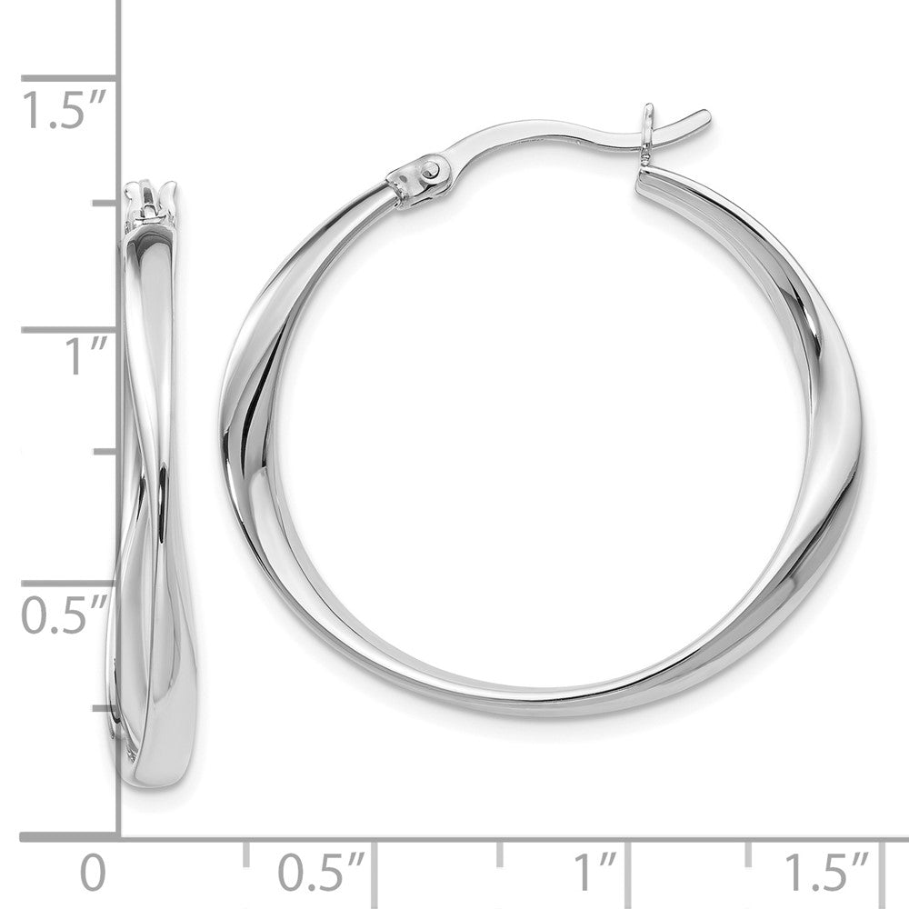 Sterling Silver RH-plated Polished Hoop Earrings