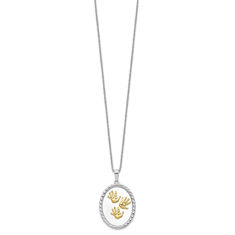 Sentimental Expressions Sterling Silver Gold-plated Hand Prints 18in Necklace 18 Inches