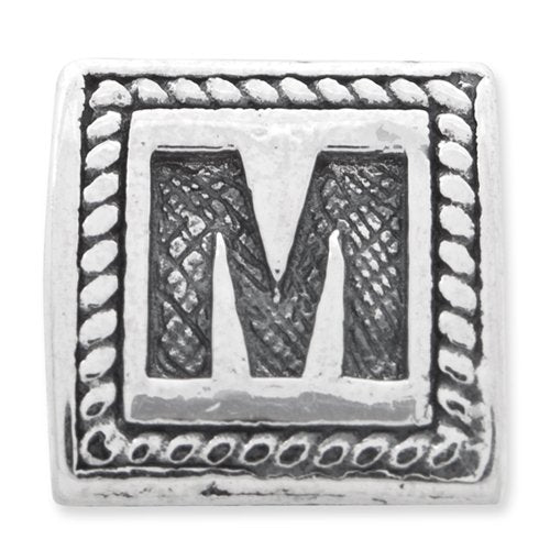 The Black Bow Triangle Block, Letter M Sterling Silver Bead Charm