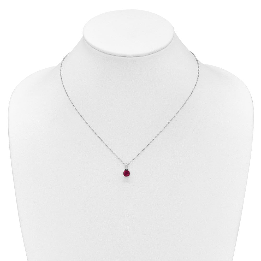 SS Cr. Ruby Diamond Pendant w/Chain 6mm CRRU