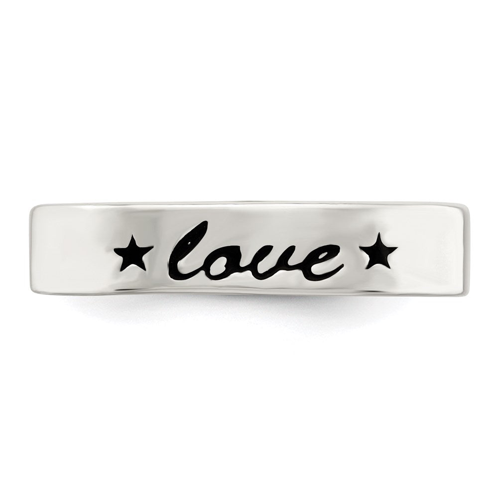 Sterling Silver Antiqued & Polished Love Ring