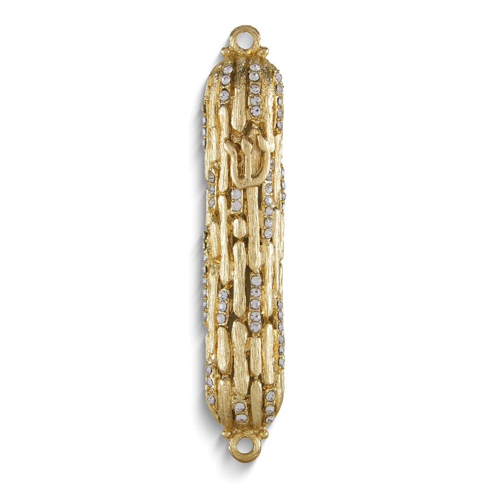 Gold-tone Bamboo Design with Crystals Mezuzah