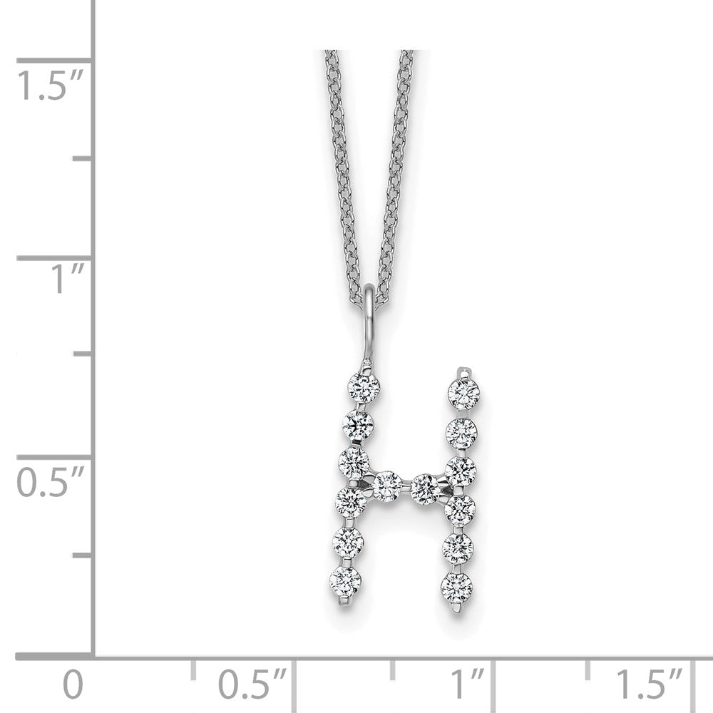 True Origin 14k White Gold 1/2 carat Lab Grown Diamond VS DEF 18 inch Alphabet H Pendant Necklace