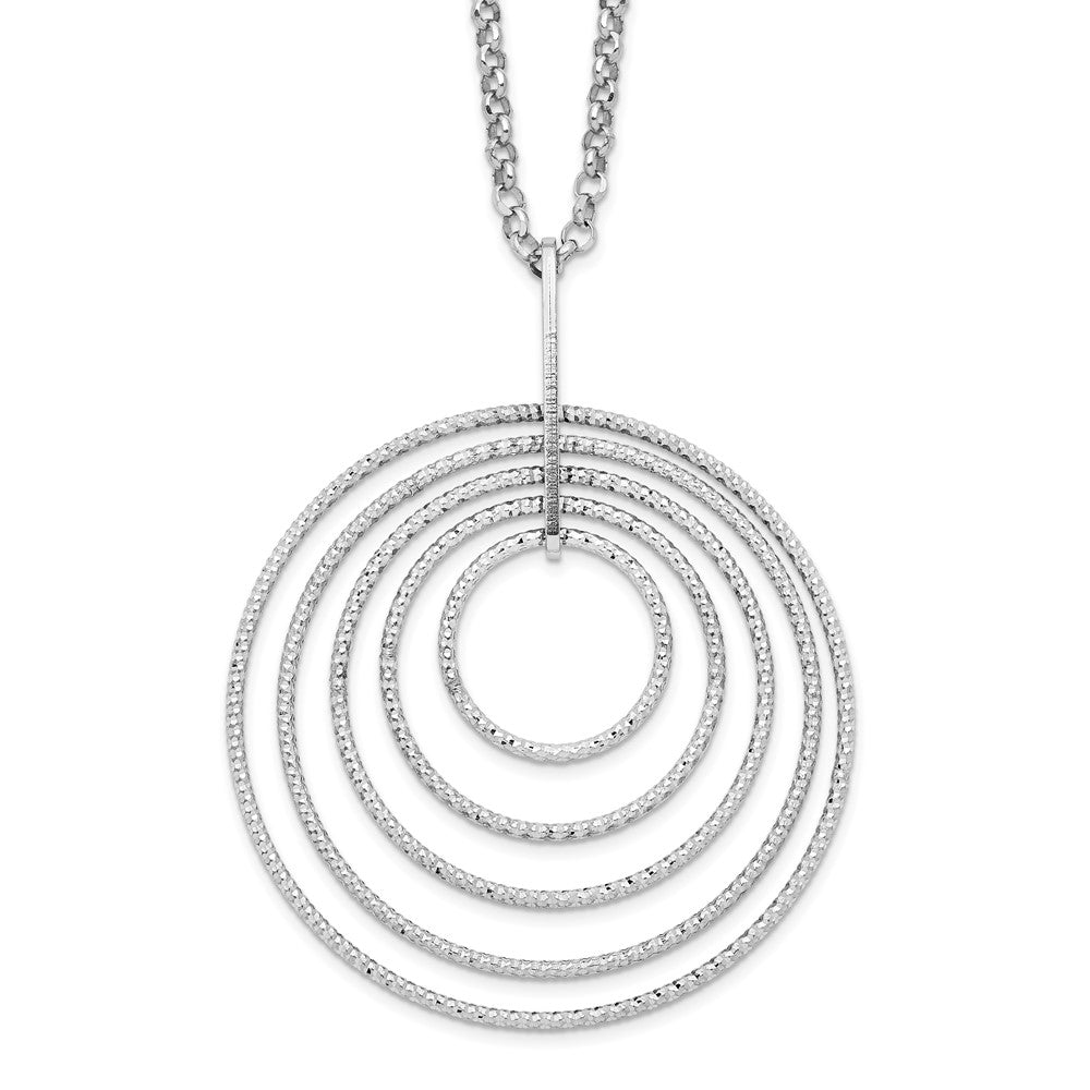 Sterling Silver Rhodium-plated D/C Multi-Circles w/2in ext Necklace 18 Inches