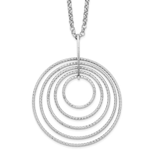 Sterling Silver Rhodium-plated D/C Multi-Circles w/2in ext Necklace 18 Inches