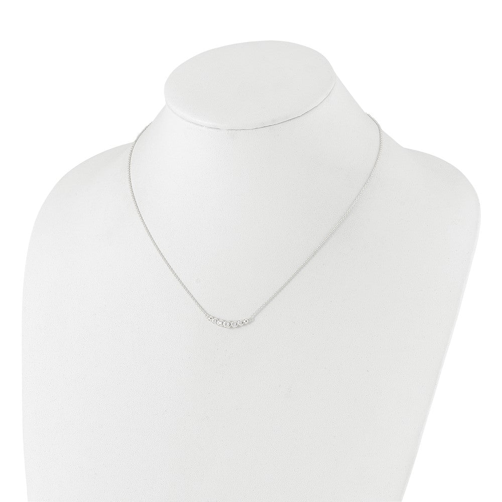 Sterling Silver Garduated CZ 18in Bar Necklace 18 Inches