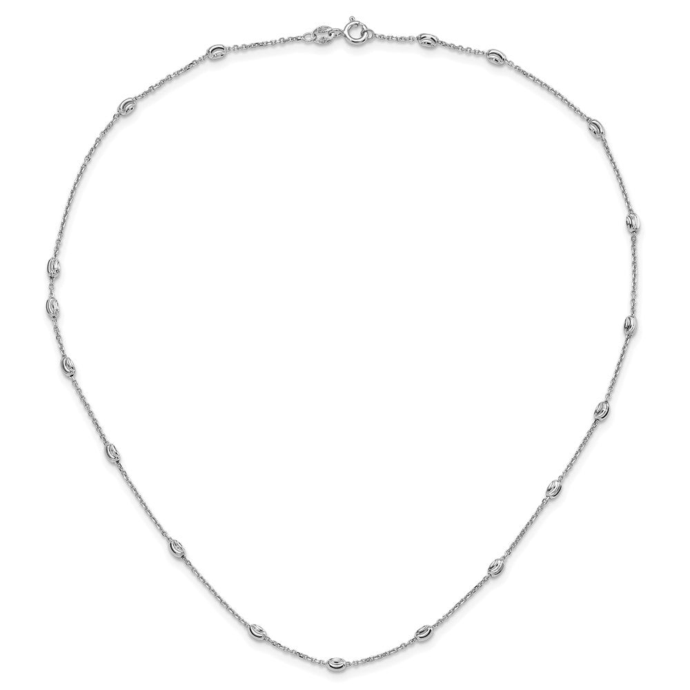 Sterling Silver Rhodium-plated Diamond-cut Beaded Necklace 18 Inches