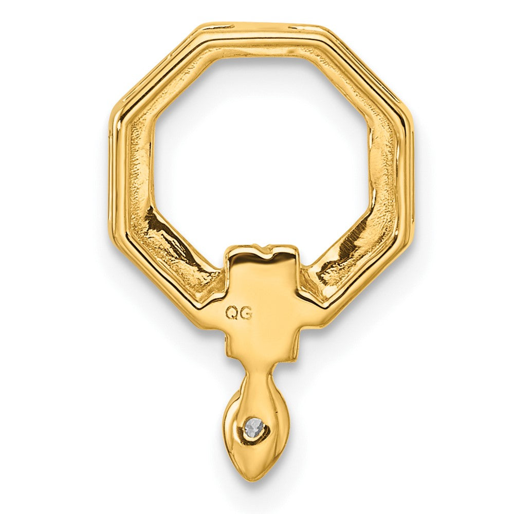 14K Polished Diamond Octogon Chain Slide