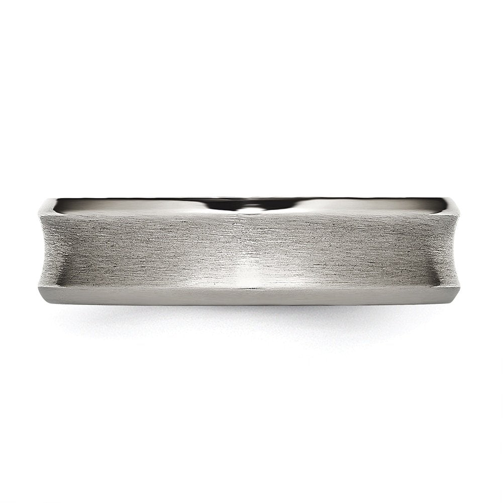 Titanium Brushed & Polished Concave 6mm Beveled Edge Band Size - 13