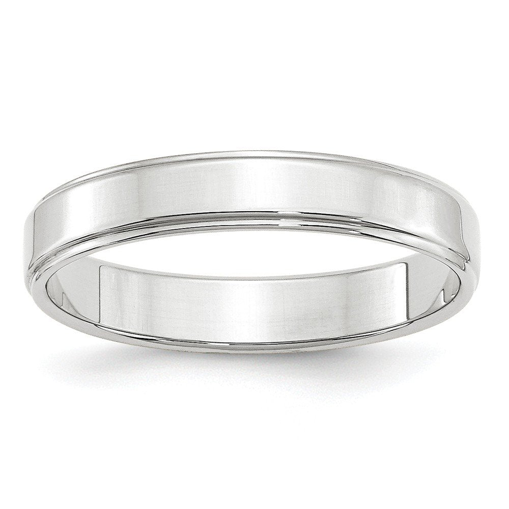 10k White Gold 4mm Flat with Step Edge Wedding Band Size 11