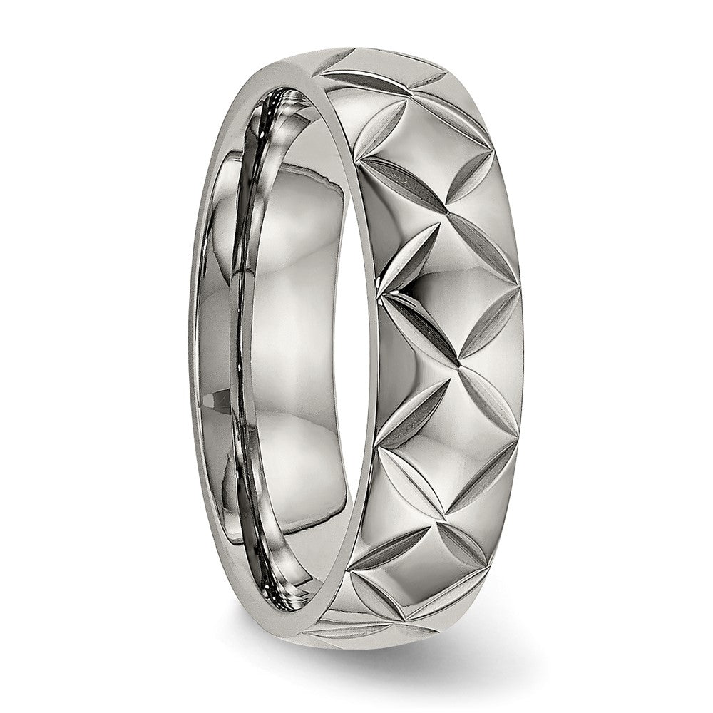 Titanium Polished Diamond Cut 6mm Band