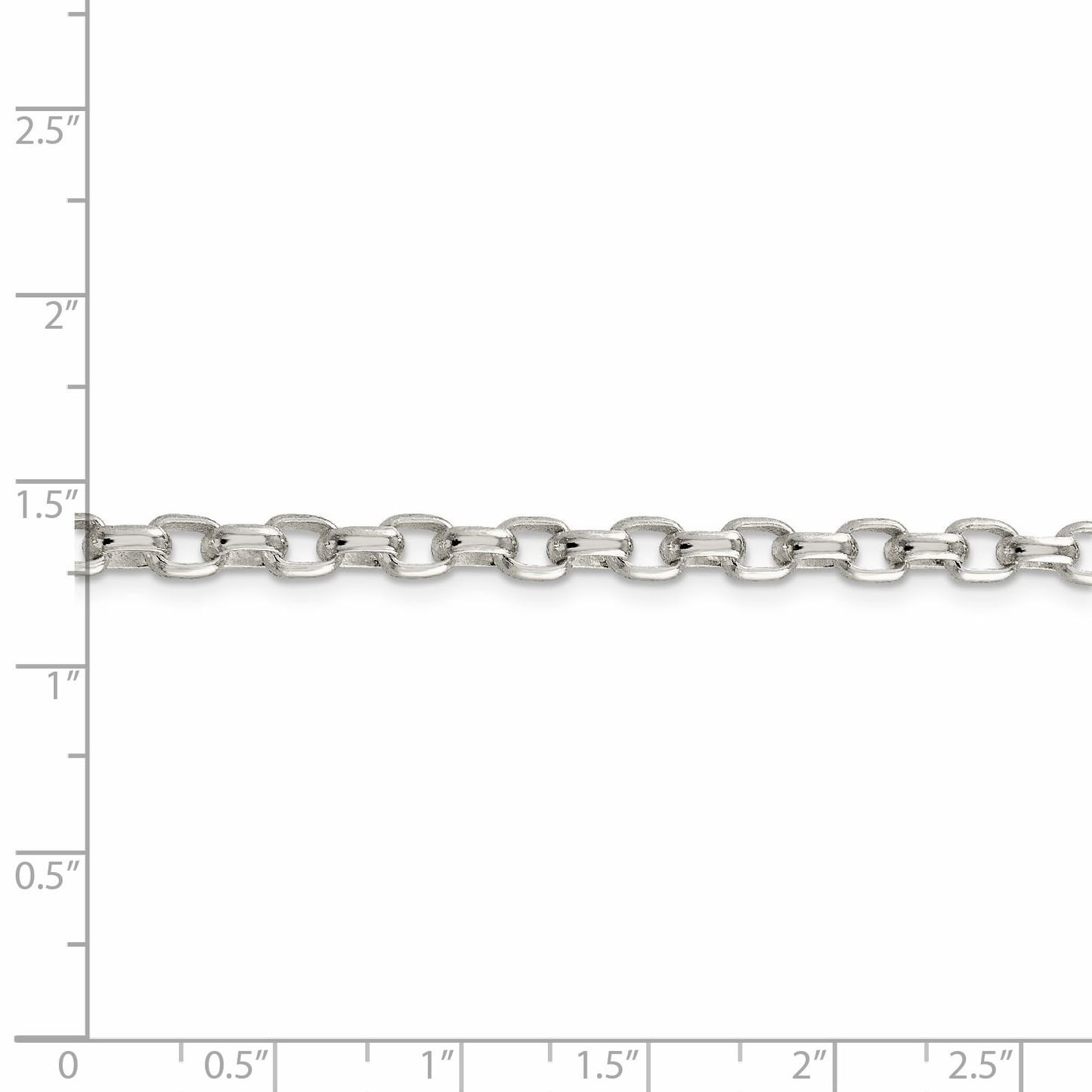 Sterling Silver 4.4mm Oval Fancy Rolo Chain 24 Inches