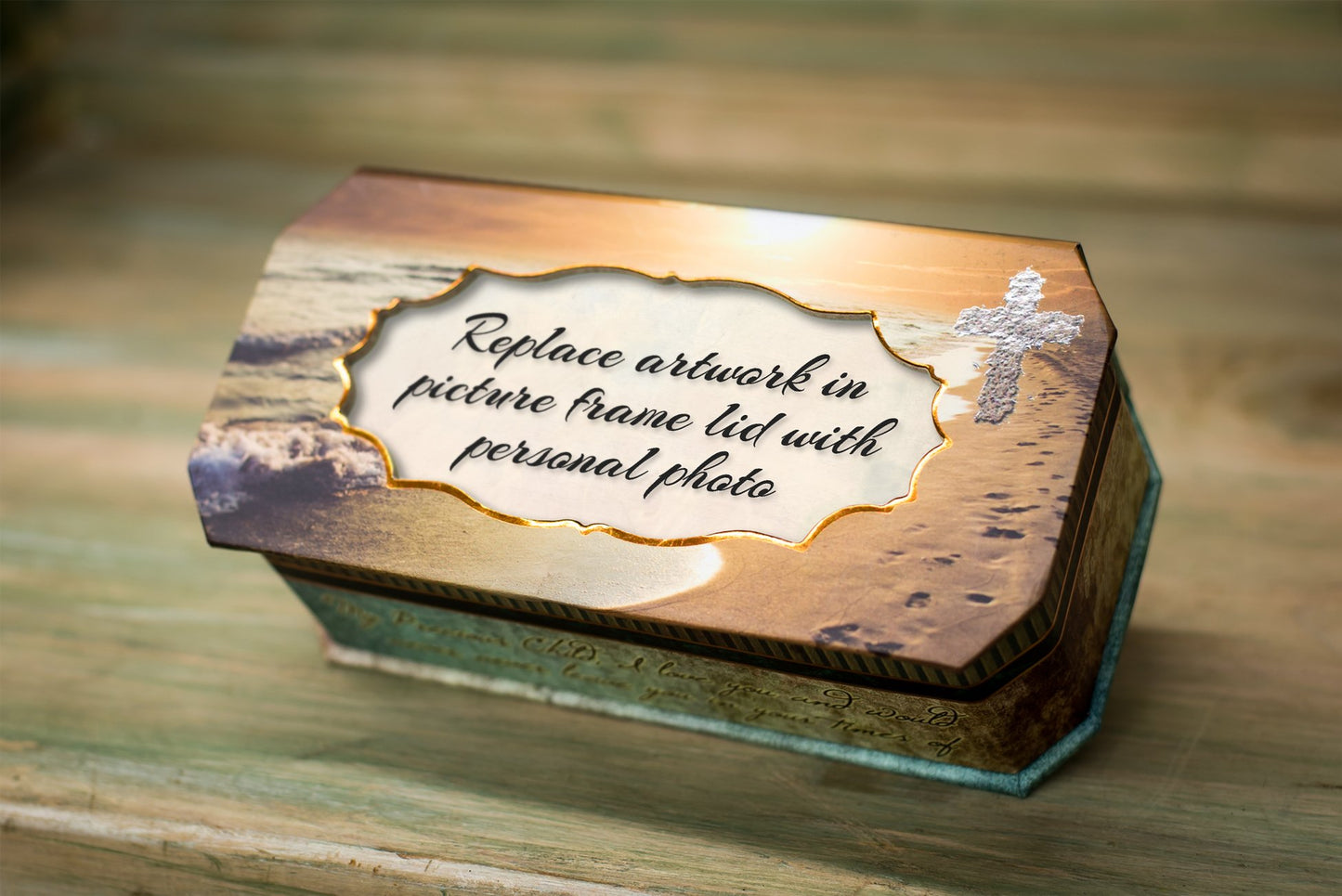 Trust in the Lord Footprints in the Sand Design Jewelry Music Box - Plays Song How Great Thou Art