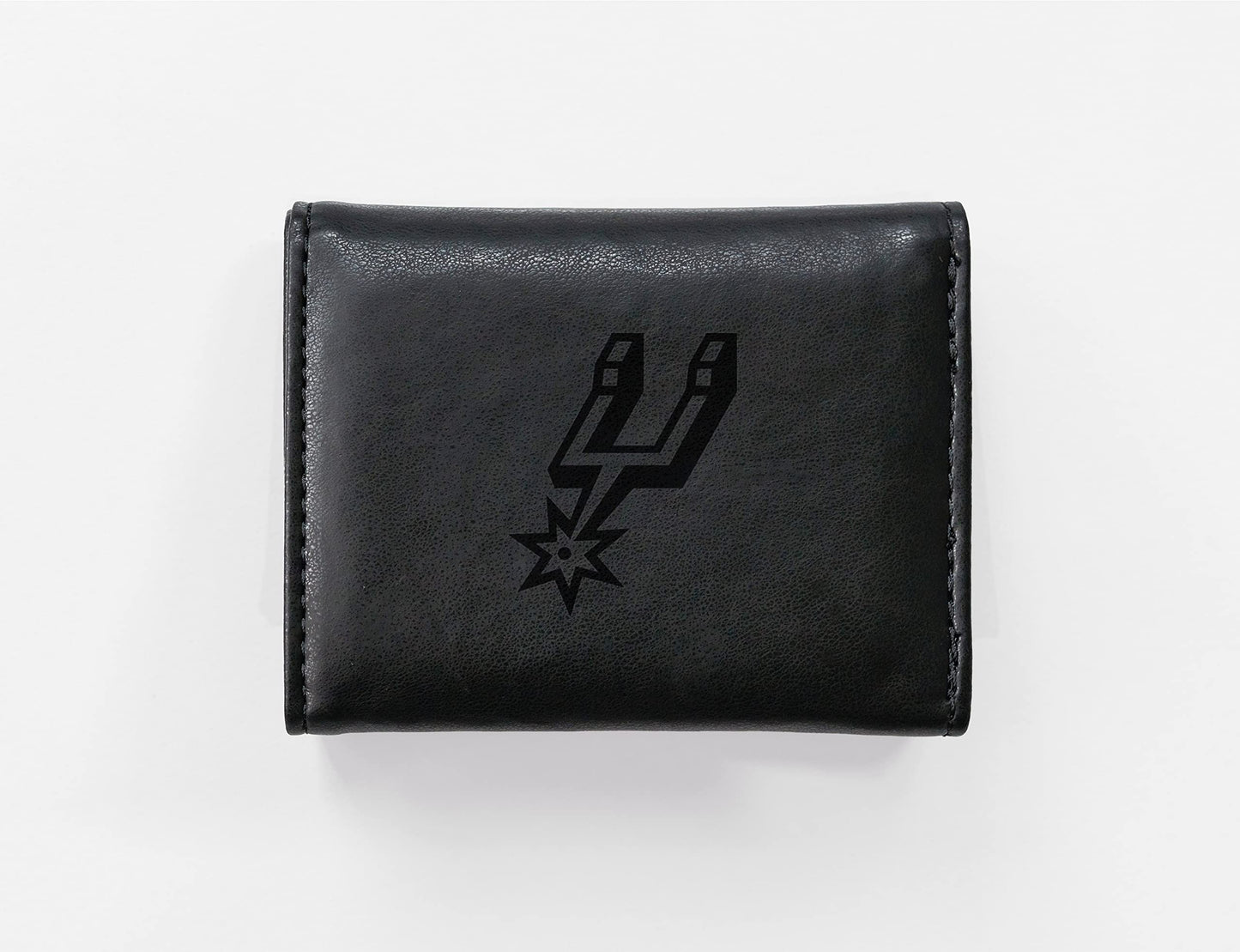 San Antonio Spurs Black Laser Engraved Tri-Fold Wallet - Men's Accessory