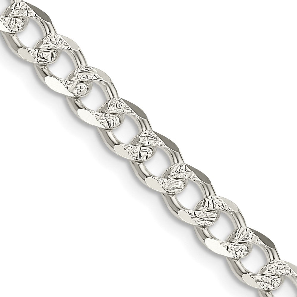 Sterling Silver 5.5mm Pav‚ Curb Chain 24 Inches