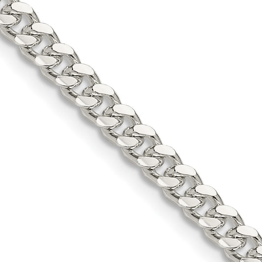 Sterling Silver 4mm Domed w/ Side D/C Curb Chain 18 Inches