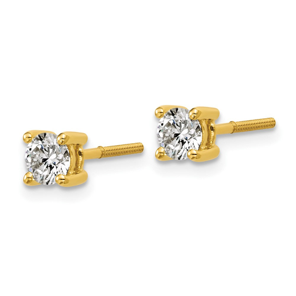 14k Yellow Gold 2/3 ctw Certified Lab Grown Diamond VS+ F+ Round 4 Prong Heavy Wt. Screwback Stud Earrings