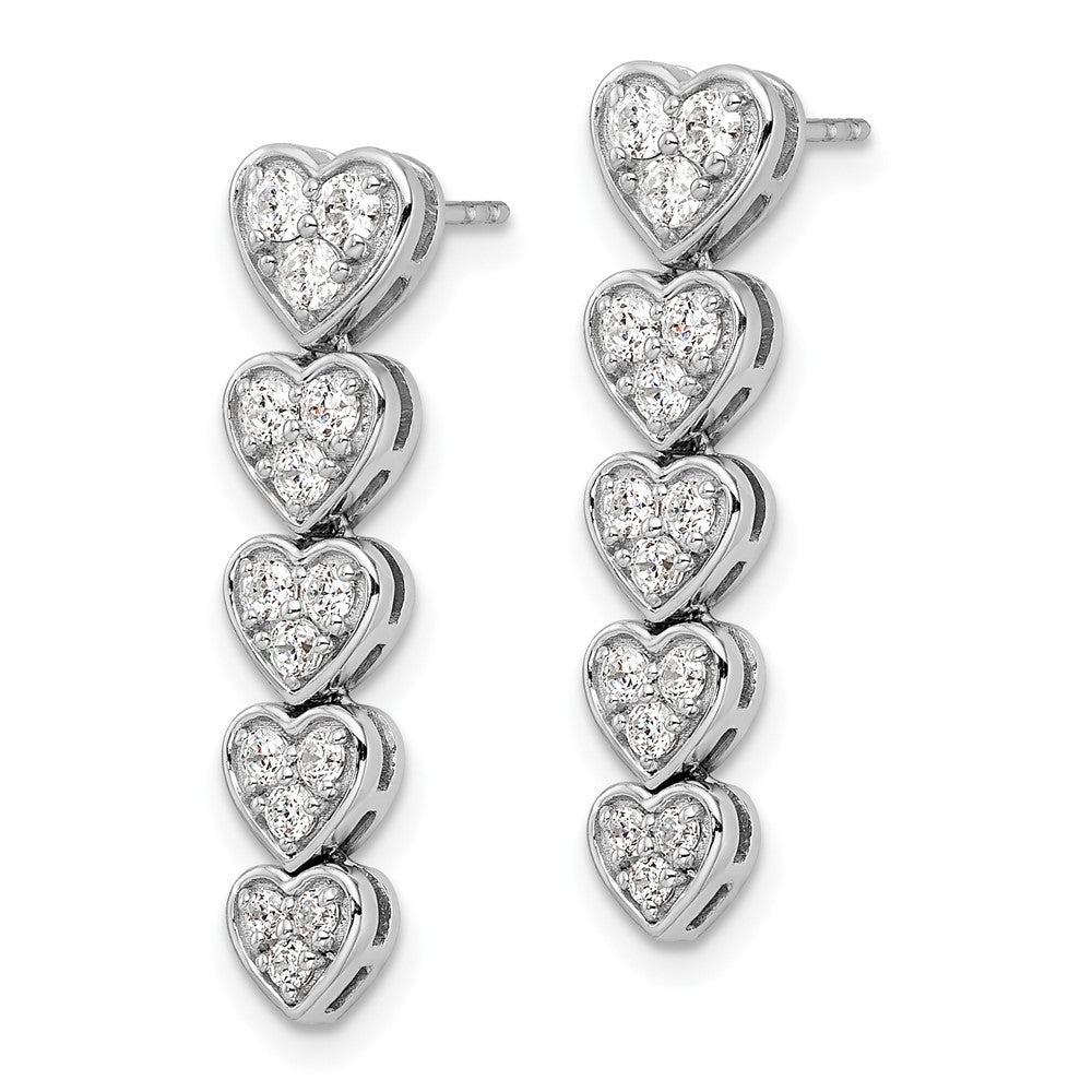 True Origin 14K White Gold 1 Carat Lab Grown Diamond VS+ F+ Complete Heart Dangle Post Earrings