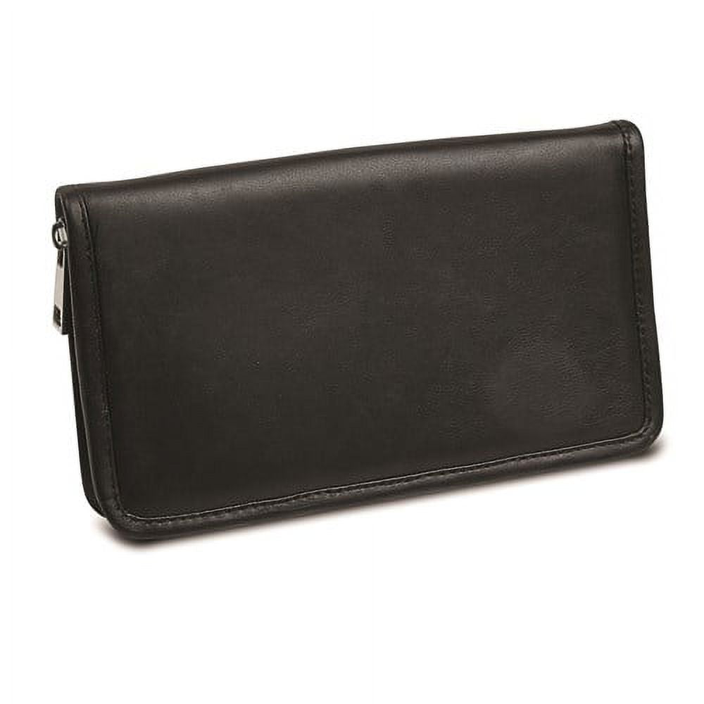 Black Leather Zip Around Jewelry Wallet GM17750