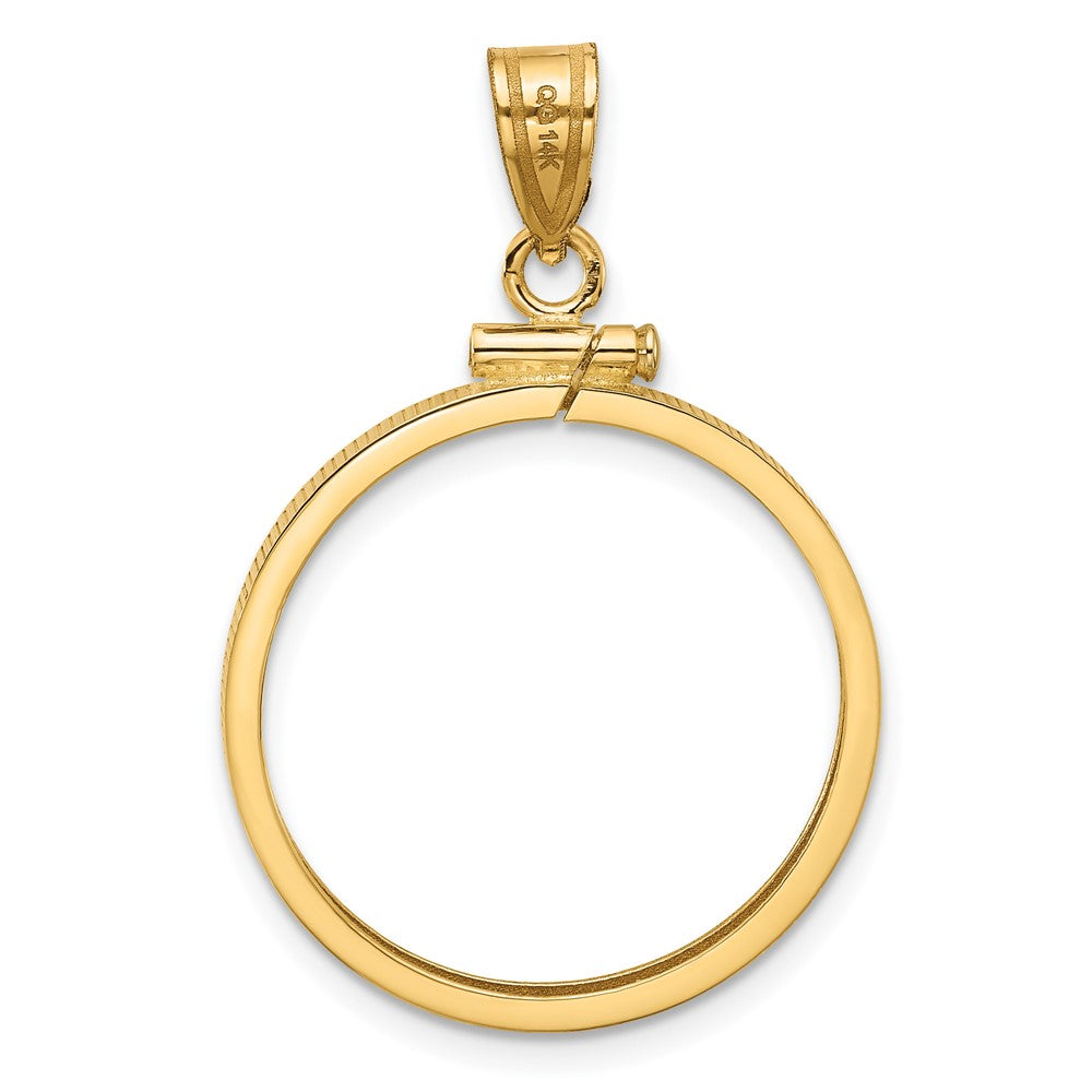Wideband Distinguished Coin Jewelry 14k Polished 22.0mm x 1.9mm Screw Top Coin Bezel Pendant