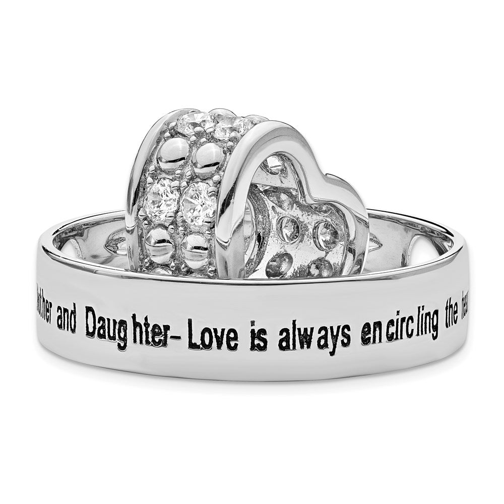 Sentimental Expressions Sterling Silver Rhodium-plated CZ Antiqued Mother and Daughter 18 Inch Necklace 18 Inches