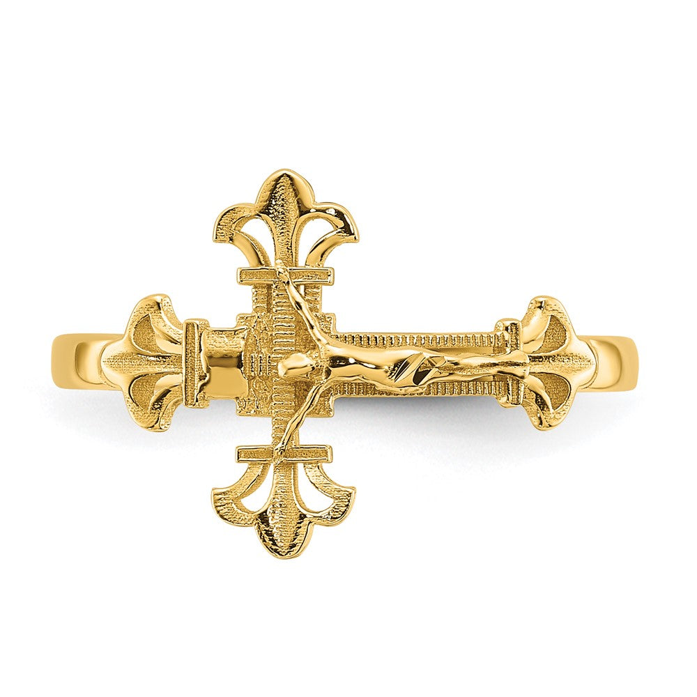 14K Diamond Cut Crucifix Ring 7