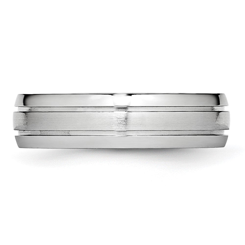 Cobalt Polished and Satin Grooved 6mm Band Size - 7.5