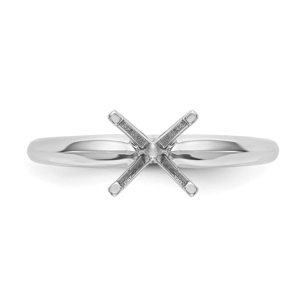 14k White Gold 3/4 carat Lightweight Knife Edge/Half-Round 4-Prong Round Solitaire Ring Mounting