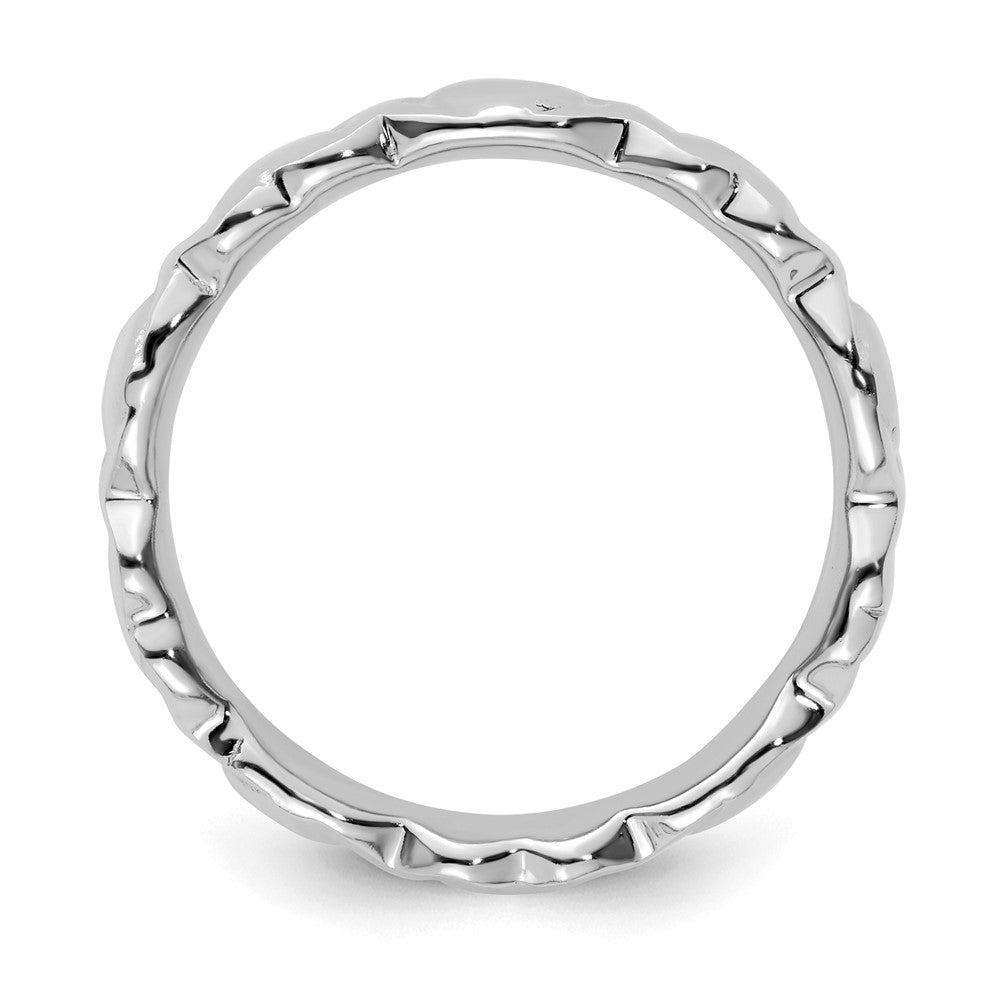 Sterling Silver Stackable Expressions Rhodium Hearts Ring Size -9